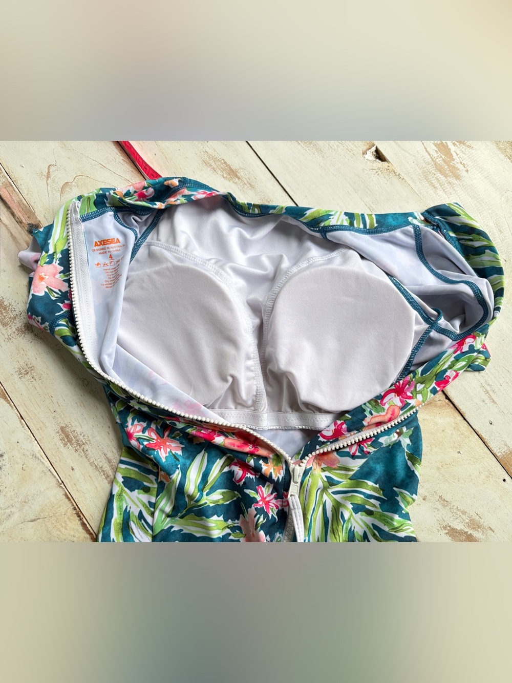 AXESEA athletic swimsuit tropical surfing rash guard SPF sporty sz 4 Australian - Picture 13 of 16